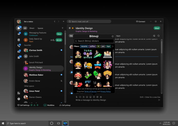 Snap Bitmoji Stickers – Cá nhân hóa cảm xúc trong Webex Messaging