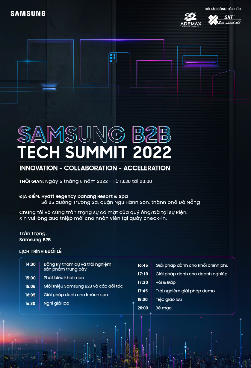 Timeline chương trình Samsung B2B - Tech summit 2022