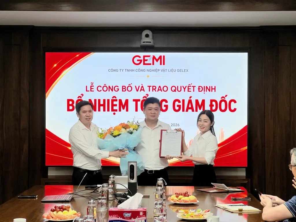 Công ty TNHH Công nghiệp Vật liệu GELEX (GEMI) tổ chức lễ công bố và trao quyết định bổ nhiệm Tổng Giám đốc mới